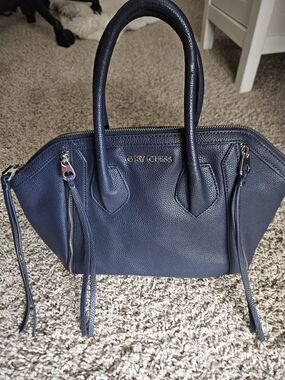 G by GUESS Navy Pebbled Leatherette Satchel